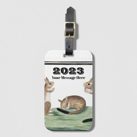カスタムラビットの年2023かわいい家族 ラゲッジタグ (正面縦)