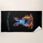 カスタムラビットホールブルーバニー ビーチタオル (正面)