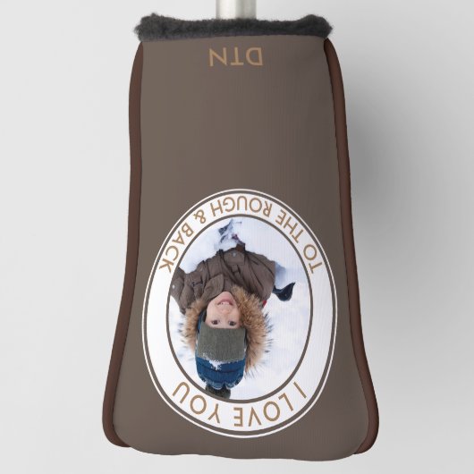 カスタムラフとバックブラウンに愛の写真 ゴルフヘッドカバー (回転90)