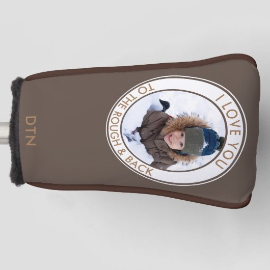 カスタムラフとバックブラウンに愛の写真 ゴルフヘッドカバー (正面)