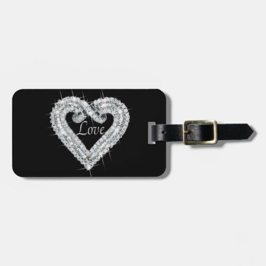 カスタムラブダイヤモンドハートラゲージタグ ラゲッジタグ (正面横)
