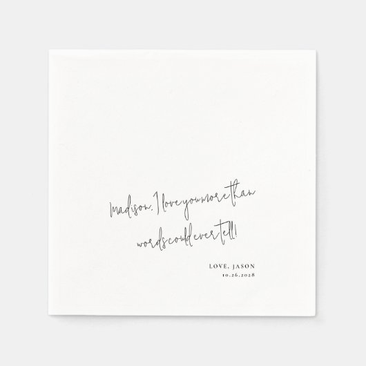 カスタムラブノート手書きスタイル結婚の誓い スタンダードカクテルナプキン (正面)