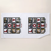 カスタムラブハッピーバレンタインデー8フォトコラージュ ビーチタオル (正面)