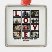 カスタムラブハッピーバレンタインデー8フォトコラージュ メタルオーナメント (正面)