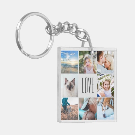 カスタムラブハッピーファミリーインスタグラムフォトコラージュ キーホルダー (正面左)