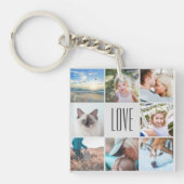 カスタムラブハッピーファミリーインスタグラムフォトコラージュ キーホルダー (正面)
