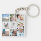 カスタムラブハッピーファミリーインスタグラムフォトコラージュ キーホルダー (裏面)