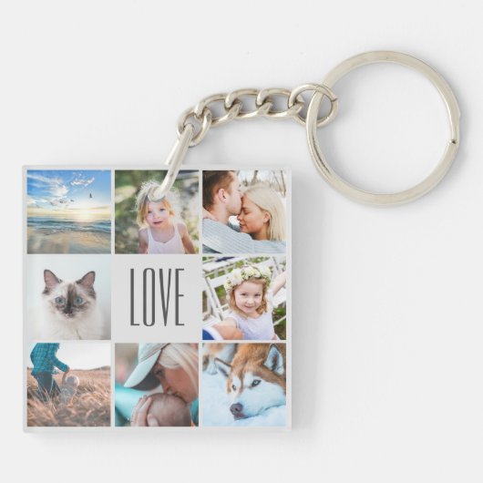 カスタムラブハッピーファミリーインスタグラムフォトコラージュ キーホルダー (裏面)