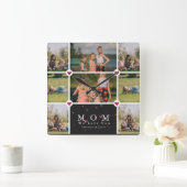 カスタムラブパーソナライズされたユーマム8フォトコラージュ スクエア壁時計 (ホーム)