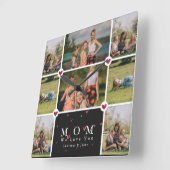 カスタムラブパーソナライズされたユーマム8フォトコラージュ スクエア壁時計 (傾斜)