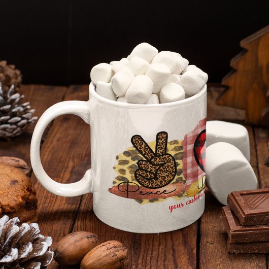 カスタムラブピースハバネバレンタインデー犬 コーヒーマグカップ