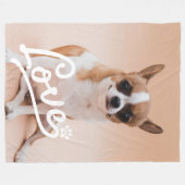 カスタムラブポープリント犬の恋人の写真 フリースブランケット (正面(横))