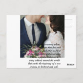 カスタムラブ ハート ウェディングフォト ポストカード (裏面)