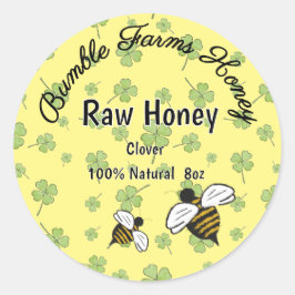 カスタムラベル アカツメクサ はちみつ Apiary RAW CLOVER HONEY ラウンドシール