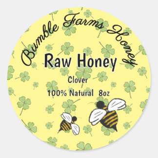 カスタムラベル アカツメクサ はちみつ Apiary RAW CLOVER HONEY ラウンドシール