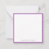 カスタムラベンダーカラー手書きモノグラム ノートカード (裏面)
