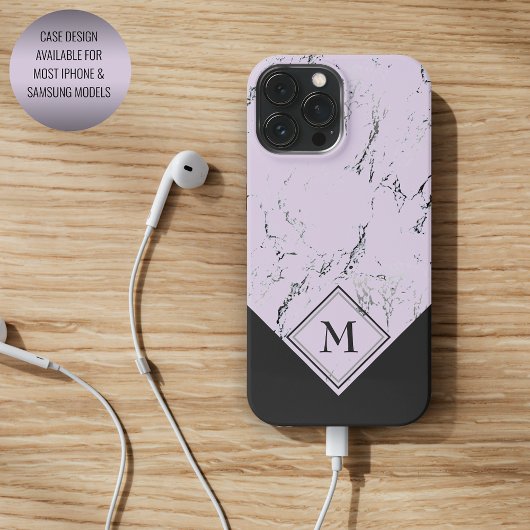 カスタムラベンダーバイオレットピンクの灰色の黒い大理石 Case-Mate iPhoneケース