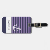 カスタムラベ航海のンダーパープルパタストライプのーン ラゲッジタグ (正面横)