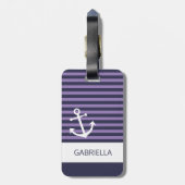 カスタムラベ航海のンダーパープルパタストライプのーン ラゲッジタグ (裏面縦)