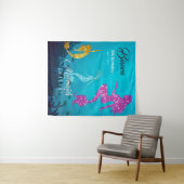 カスタムラメのマーメイド誕生日バックドロップ タペストリー (インサイチュ(横))