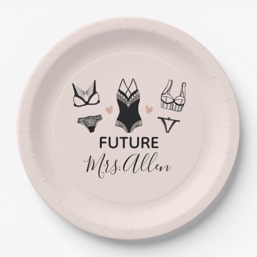 カスタムランジェリーブライダルシャワー紙プレート ペーパープレート (正面)