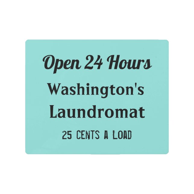 カスタムランドリーレトロウォールサインアート メタルプリント (正面)