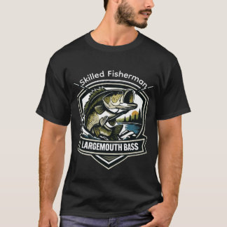 カスタムラージマウスバス釣りバッジスタイル Tシャツ