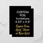 カスタムリアルホイル招待状 ゴールド 4.25インチ×5.6インチ 箔招待状ポストカード (正面/裏面)