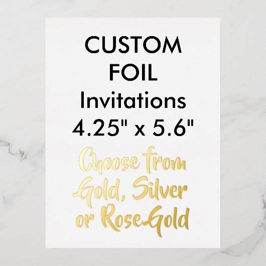 カスタムリアルホイル招待状 ゴールド 4.25インチ×5.6インチ 箔招待状ポストカード (正面)