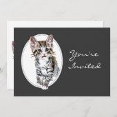 カスタムリタイアメント招待状スウィートリトルキティキャット 招待状 (正面/裏面)