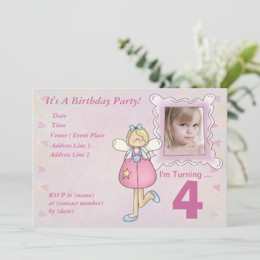 カスタムリトルエンジェルバースデーパーティーの招待 招待状 (スタンド正面)