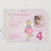 カスタムリトルエンジェルバースデーパーティーの招待 招待状 (正面/裏面)