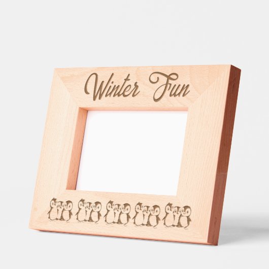 カスタムリトルペンギン、冬、6 x 4インチランドスケープ レーザー彫刻フレーム (左)