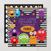 カスタムリトルモンスター誕生日招待状 招待状 (正面/裏面)