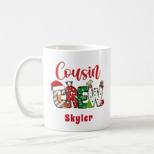 カスタムリトロな従兄弟クリスマス落書き コーヒーマグカップ (左)