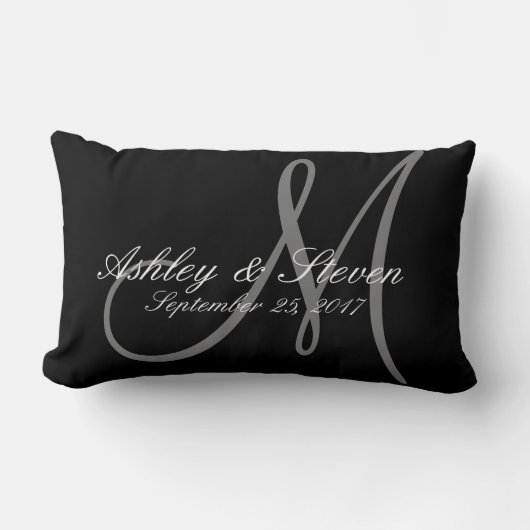 カスタムリネン素朴ルックモノグラムランバーピロー ランバークッション (正面)