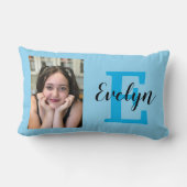 カスタムリバーシブルティール(緑がかった色)写真と名前装飾用クッション ランバークッション (裏面)