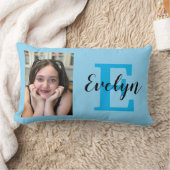 カスタムリバーシブルティール(緑がかった色)写真と名前装飾用クッション ランバークッション (ブランケット)