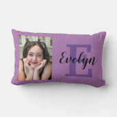 カスタムリバーシブルパープルフォト&ネーム装飾用クッション ランバークッション (裏面)