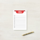 カスタムリボン名タグ（赤） ポストイット (デスク上)