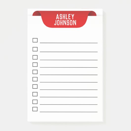 カスタムリボン名タグ（赤） ポストイット (正面)