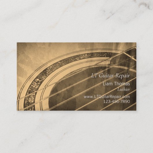 カスタムリュティエ職人アコースティックギター 名刺 (正面)