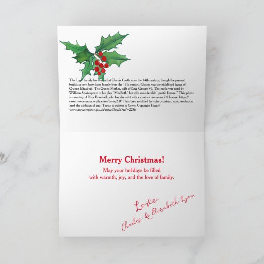 カスタムリヨンスコティッシュクラングラミーキャッスルプレイドクリスマス カード (内部)
