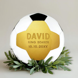 カスタムリングや輪ベアラ名結婚の日付適用領域 サッカーボール