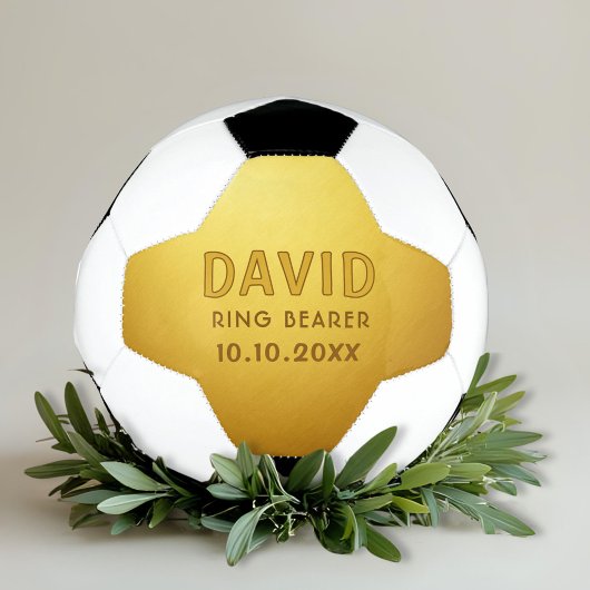 カスタムリングや輪ベアラ名結婚の日付適用領域 サッカーボール