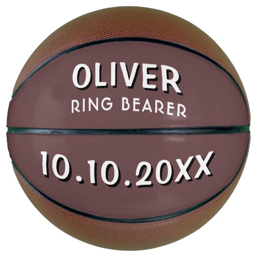 カスタムリングや輪ベアラ名結婚の日付適用領域 バスケットボール (正面)