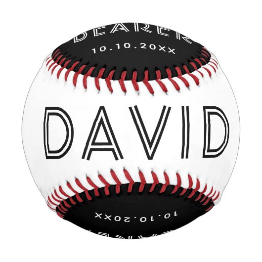 カスタムリングや輪ベアラ名結婚の日付適用領域 野球ボール (正面)