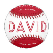 カスタムリングや輪ベアラ名結婚の日付適用領域 野球ボール (正面)