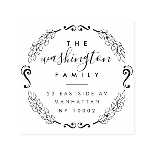 カスタムリースエレガントファミリ名差出人住所 セルフインキングスタンプ (デザイン)