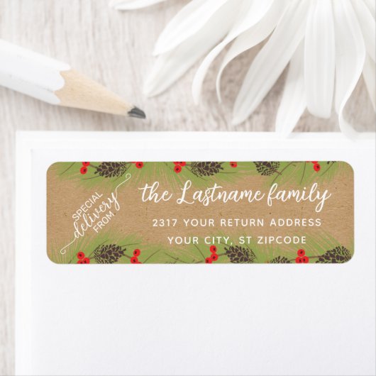 カスタムリースクラッシーガーランドフェイクオンブラウンクラフト ラベル (インサイチュ)